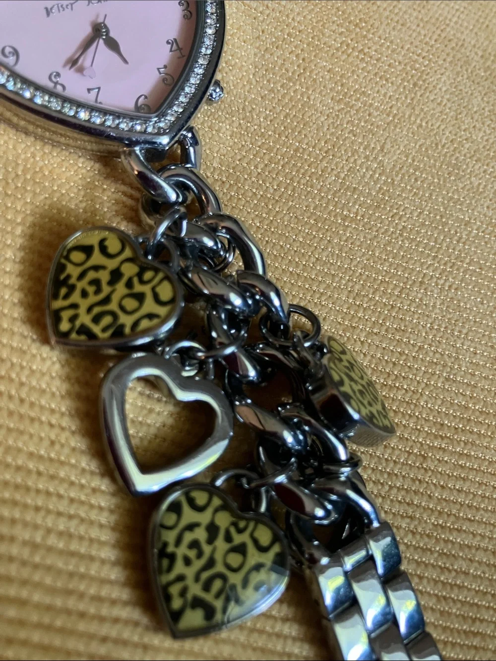 Betsy Johnson Cheetah Hearts Charm Watch
